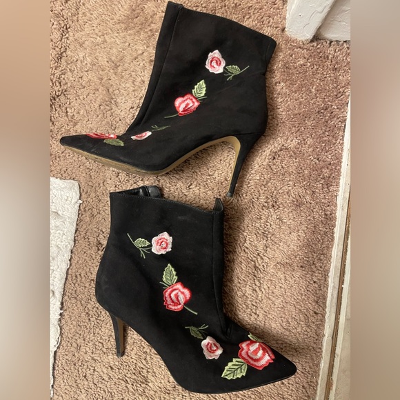 Betsy Johnson Rose Embroidered High Heel Booties - Picture 3 of 11